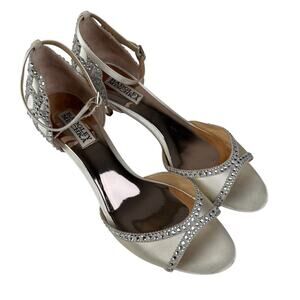 Badgley Mischka Gillian Embellished Ankle Strap Evening Shoe Size 8.5